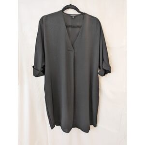 Mittoshop Black Boxy Cuffed Sleeve Midi Dress